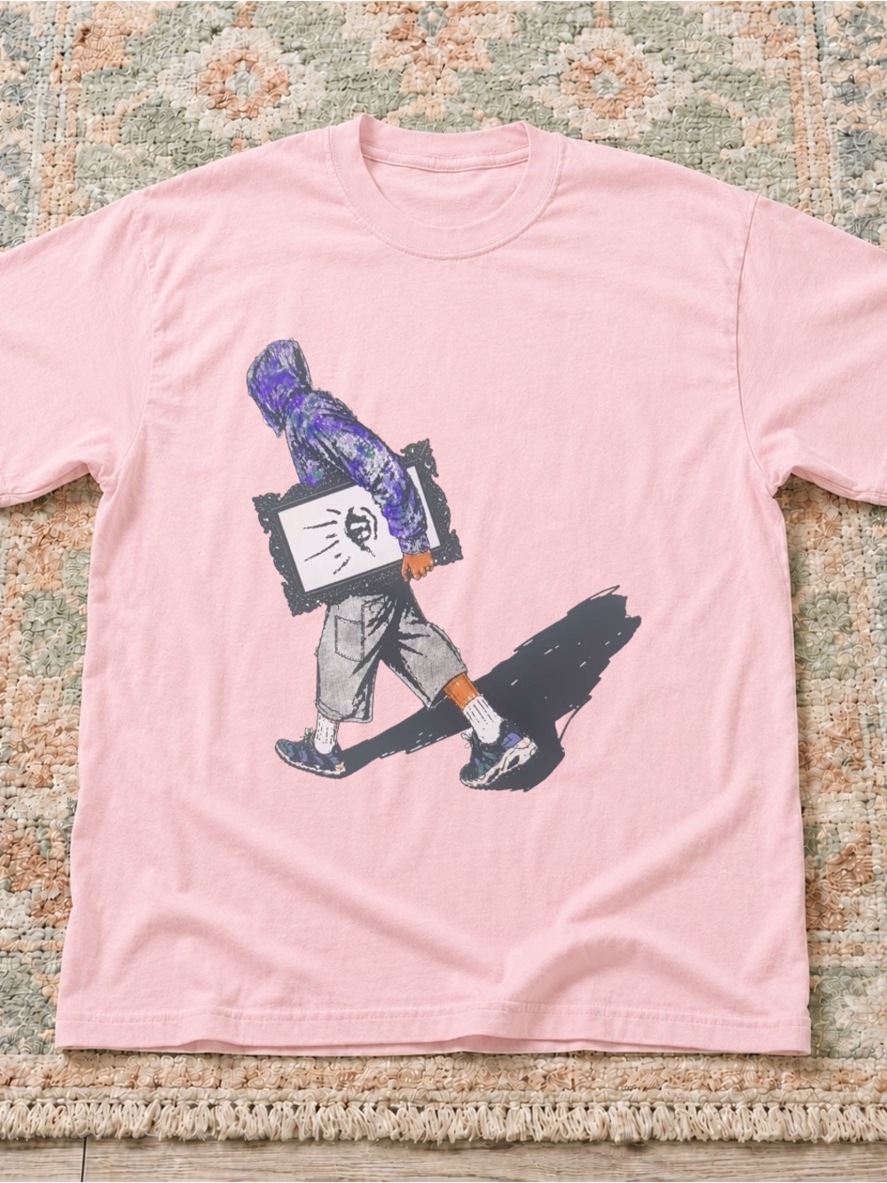 Gildan Pink Short-Sleeve Tee with Walker Illustration